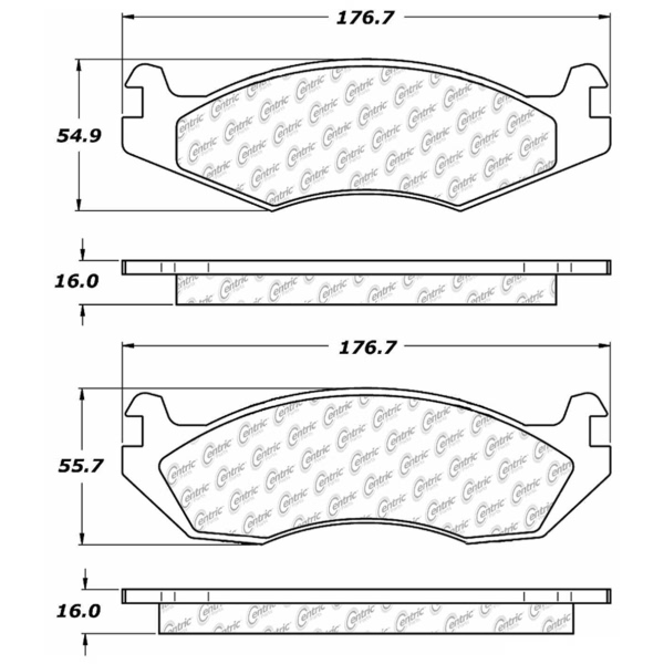 Centric Posi Quiet™ Semi-Metallic Front Disc Brake Pads 104.02030