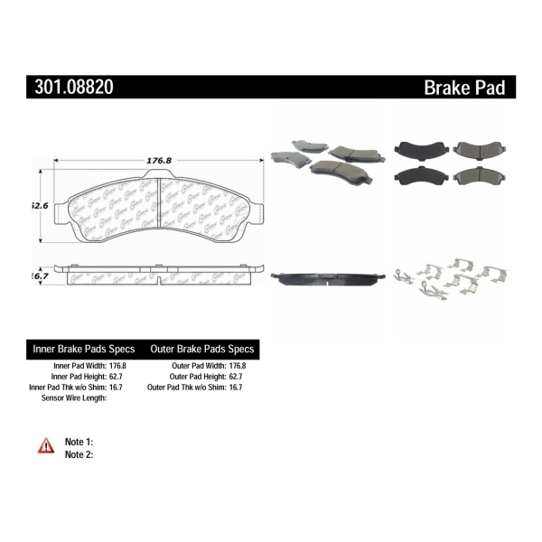 Centric Premium Ceramic Front Disc Brake Pads 301.08820