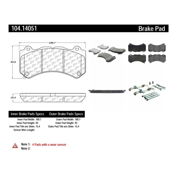 Centric Posi Quiet™ Semi-Metallic Front Disc Brake Pads 104.14051