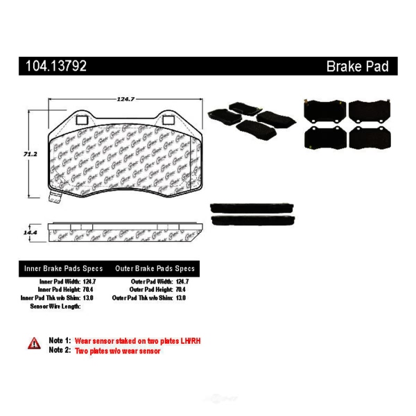 Centric Posi Quiet™ Semi-Metallic Front Disc Brake Pads 104.13792