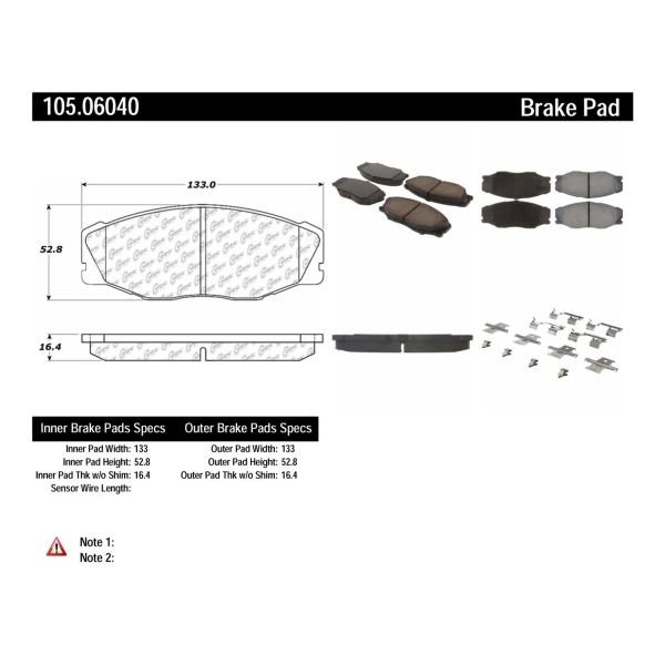 Centric Posi Quiet™ Ceramic Front Disc Brake Pads 105.06040