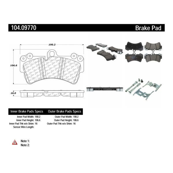 Centric Posi Quiet™ Semi-Metallic Front Disc Brake Pads 104.09770