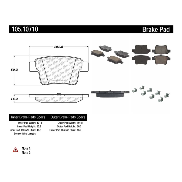 Centric Posi Quiet™ Ceramic Rear Disc Brake Pads 105.10710