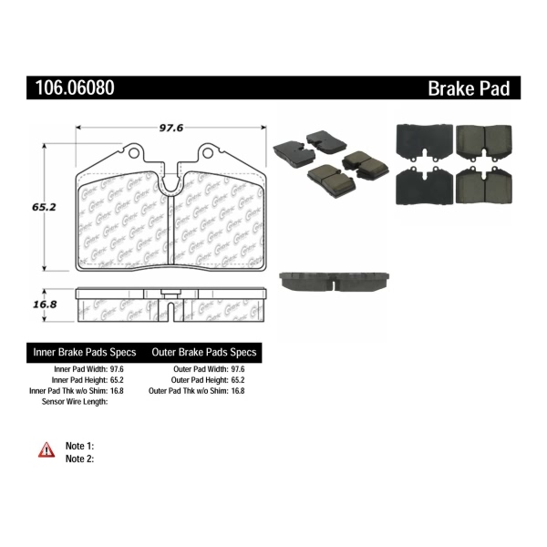 Centric Posi Quiet™ Extended Wear Semi-Metallic Rear Disc Brake Pads 106.06080