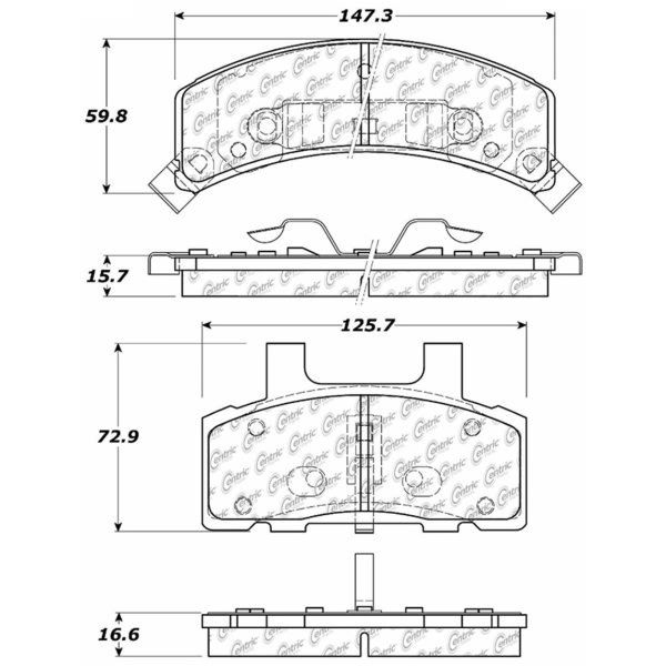 Centric Posi Quiet™ Semi-Metallic Front Disc Brake Pads 104.03680