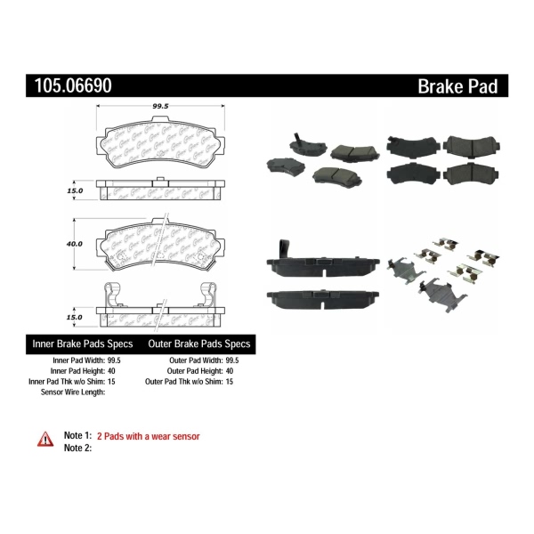 Centric Posi Quiet™ Ceramic Rear Disc Brake Pads 105.06690