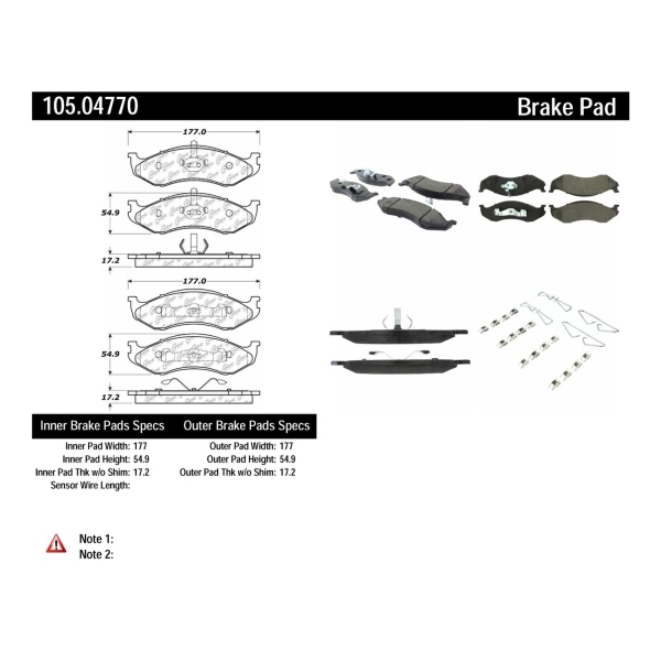 Centric Posi Quiet™ Ceramic Front Disc Brake Pads 105.04770