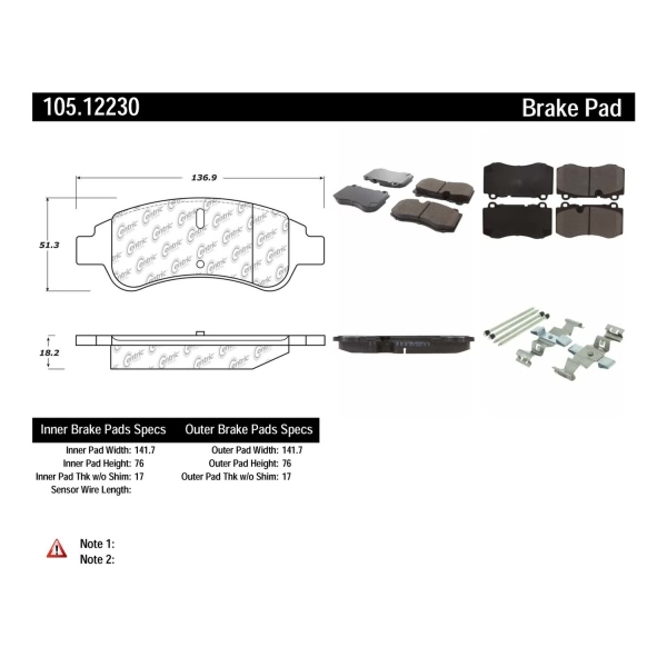 Centric Posi Quiet™ Ceramic Front Disc Brake Pads 105.12230