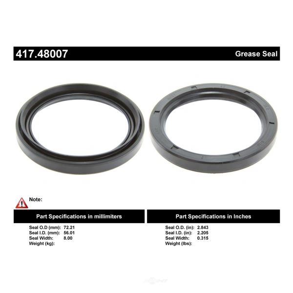 Centric Premium™ Front Outer Wheel Seal 417.48007