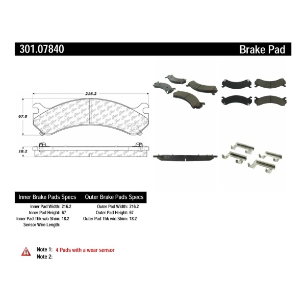 Centric Premium Ceramic Front Disc Brake Pads 301.07840