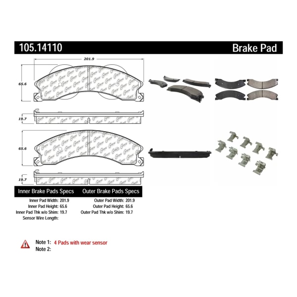 Centric Posi Quiet™ Ceramic Rear Disc Brake Pads 105.14110