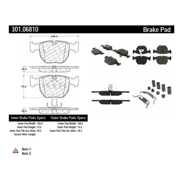 Centric Premium Ceramic Front Disc Brake Pads 301.06810