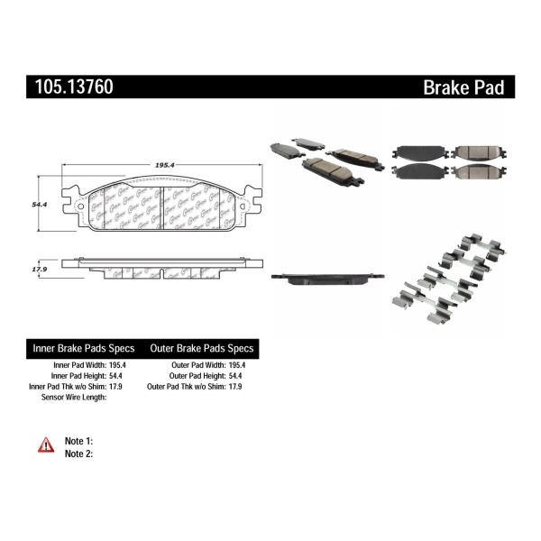 Centric Posi Quiet™ Ceramic Front Disc Brake Pads 105.13760