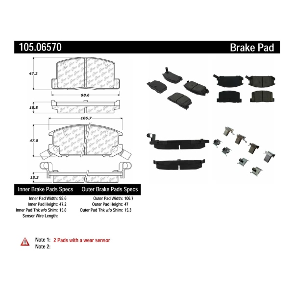 Centric Posi Quiet™ Ceramic Rear Disc Brake Pads 105.06570