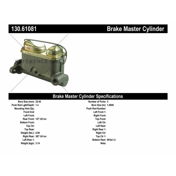 Centric Premium Brake Master Cylinder 130.61081