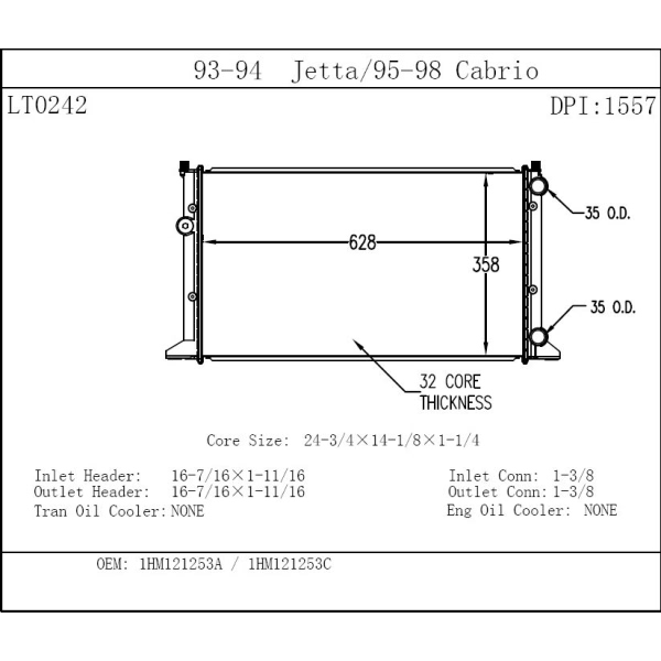 TYC TYC Radiator Assembly 1557