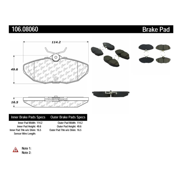 Centric Posi Quiet™ Extended Wear Semi-Metallic Rear Disc Brake Pads 106.08060