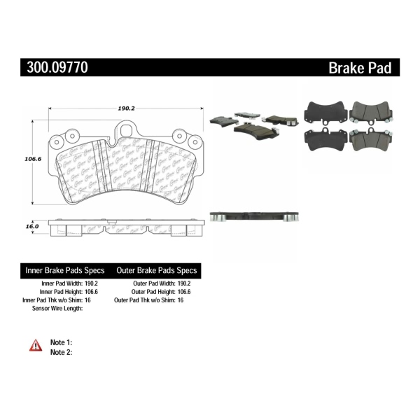 Centric Premium Semi-Metallic Front Disc Brake Pads 300.09770