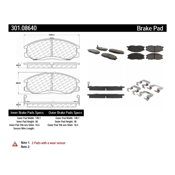 Centric Premium Ceramic Front Disc Brake Pads 301.08640