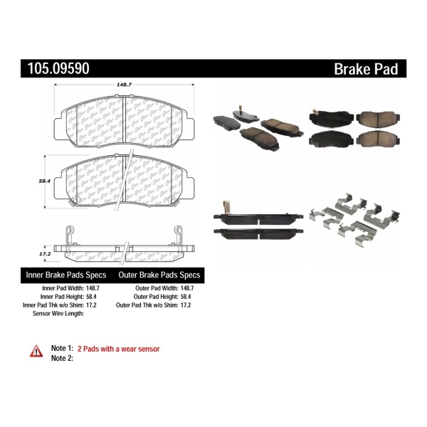 Centric Posi Quiet™ Ceramic Front Disc Brake Pads 105.09590