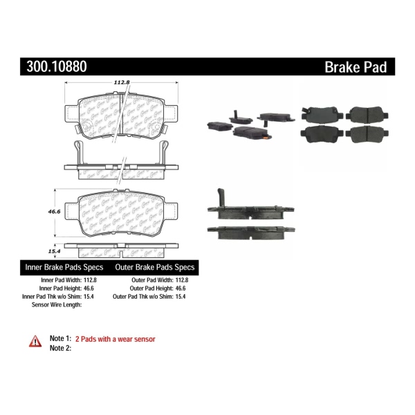 Centric Premium™ Semi-Metallic Brake Pads With Shims And Hardware 300.10880