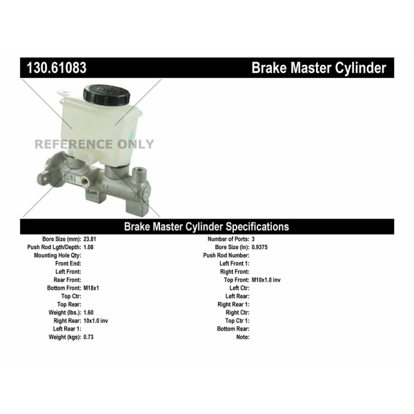 Centric Premium Brake Master Cylinder 130.61083