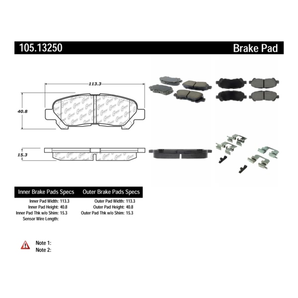 Centric Posi Quiet™ Ceramic Rear Disc Brake Pads 105.13250