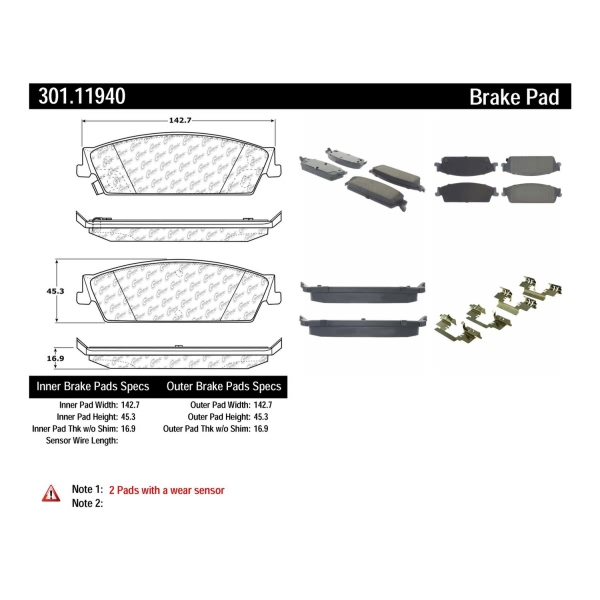 Centric Premium Ceramic Rear Disc Brake Pads 301.11940