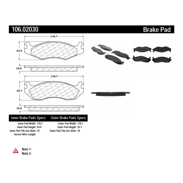 Centric Posi Quiet™ Extended Wear Semi-Metallic Front Disc Brake Pads 106.02030