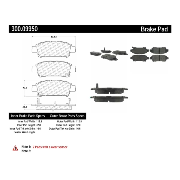 Centric Premium Semi-Metallic Rear Disc Brake Pads 300.09950