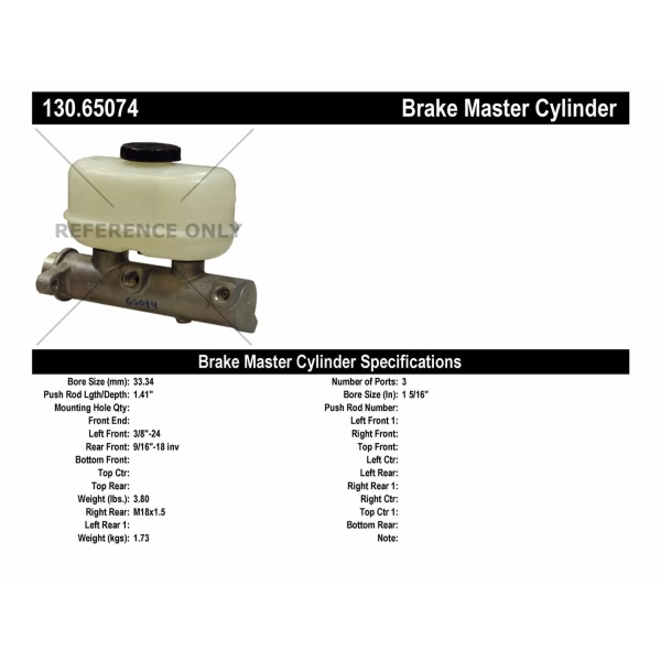Centric Premium Brake Master Cylinder 130.65074