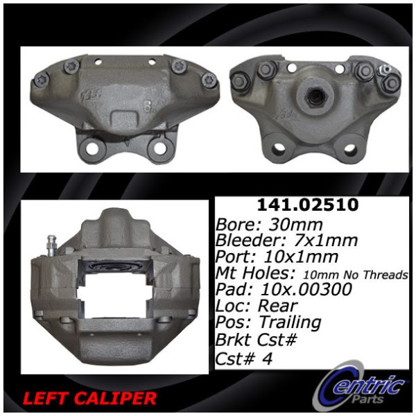 Centric Remanufactured Semi-Loaded Rear Driver Side Brake Caliper 141.02510