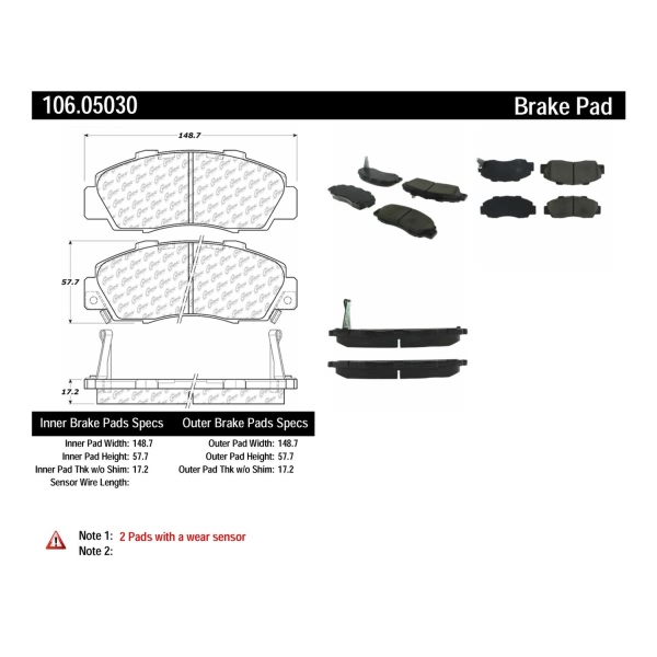 Centric Posi Quiet™ Extended Wear Semi-Metallic Front Disc Brake Pads 106.05030