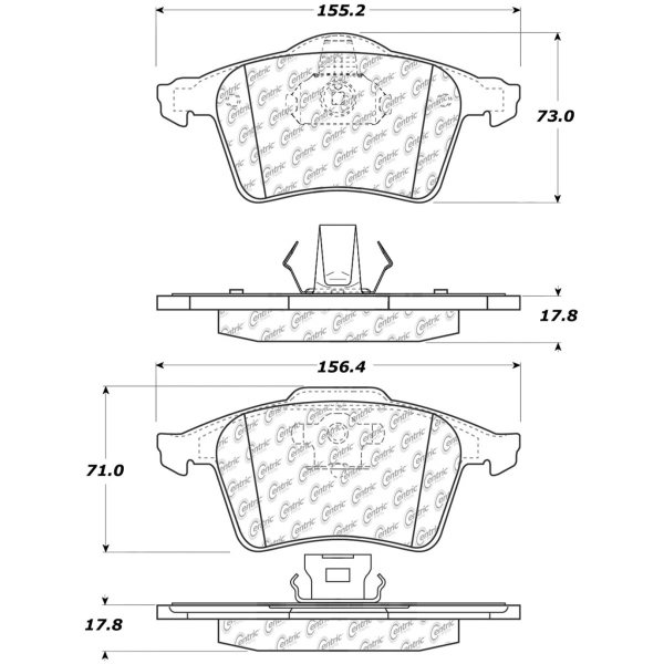 Centric Posi Quiet™ Semi-Metallic Front Disc Brake Pads 104.09152