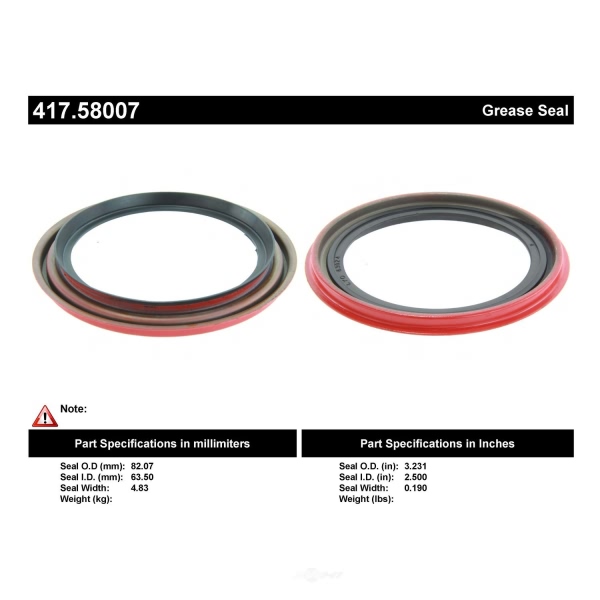 Centric Premium™ Front Outer Wheel Seal 417.58007