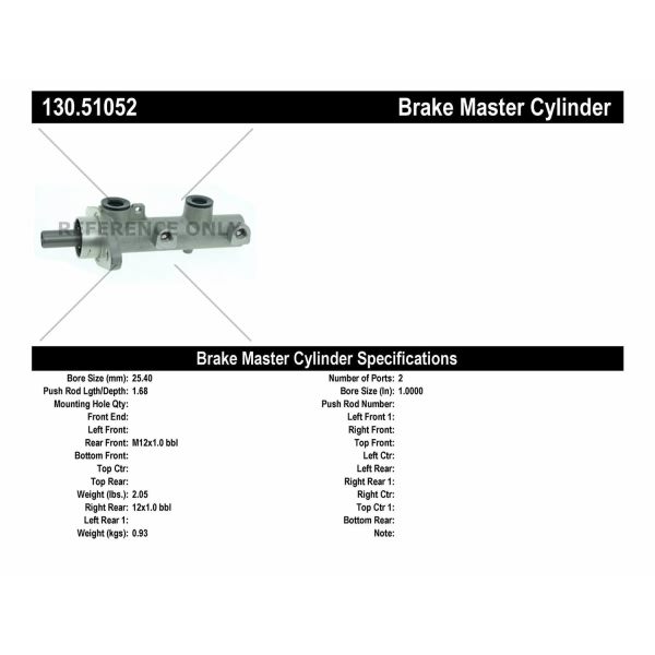Centric Premium Brake Master Cylinder 130.51052