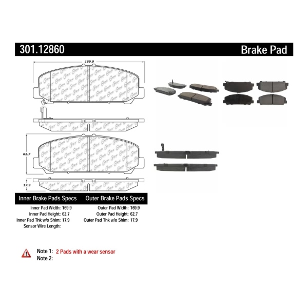 Centric Premium Ceramic Front Disc Brake Pads 301.12860