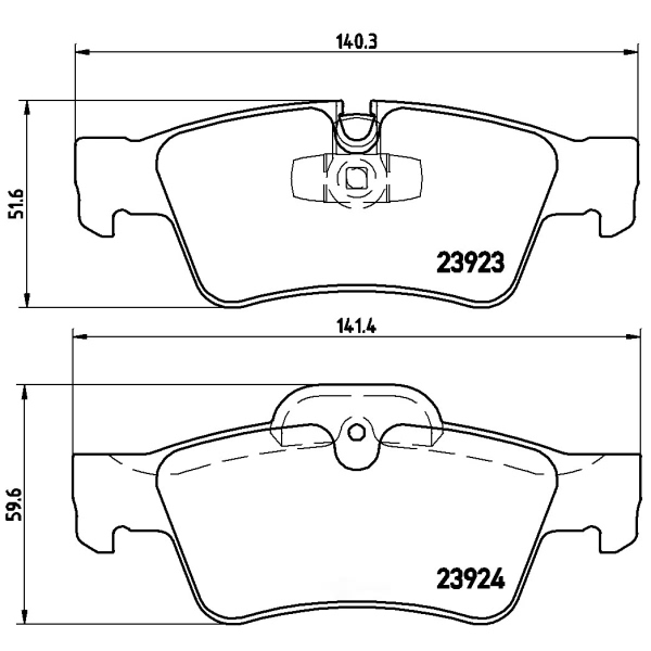 brembo Premium Low-Met OE Equivalent Rear Brake Pads P50064