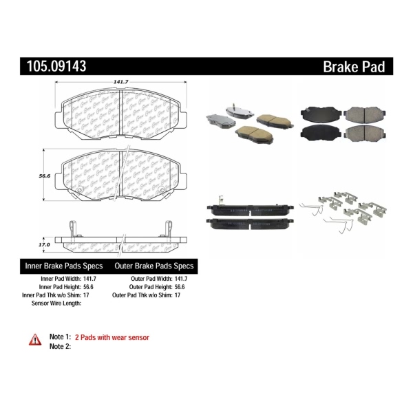 Centric Posi Quiet™ Ceramic Front Disc Brake Pads 105.09143