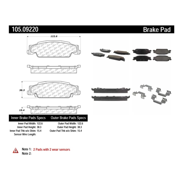 Centric Posi Quiet™ Ceramic Rear Disc Brake Pads 105.09220