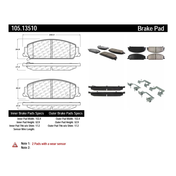 Centric Posi Quiet™ Ceramic Front Disc Brake Pads 105.13510