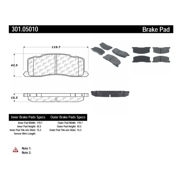 Centric Premium Ceramic Rear Disc Brake Pads 301.05010