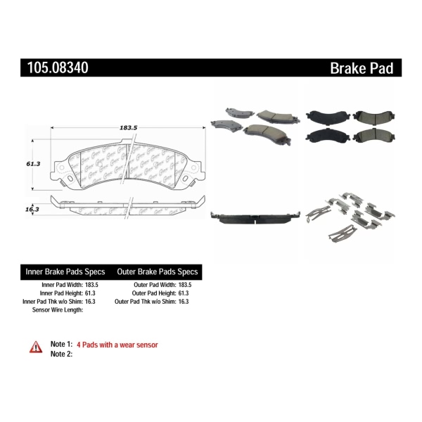 Centric Posi Quiet™ Ceramic Rear Disc Brake Pads 105.08340