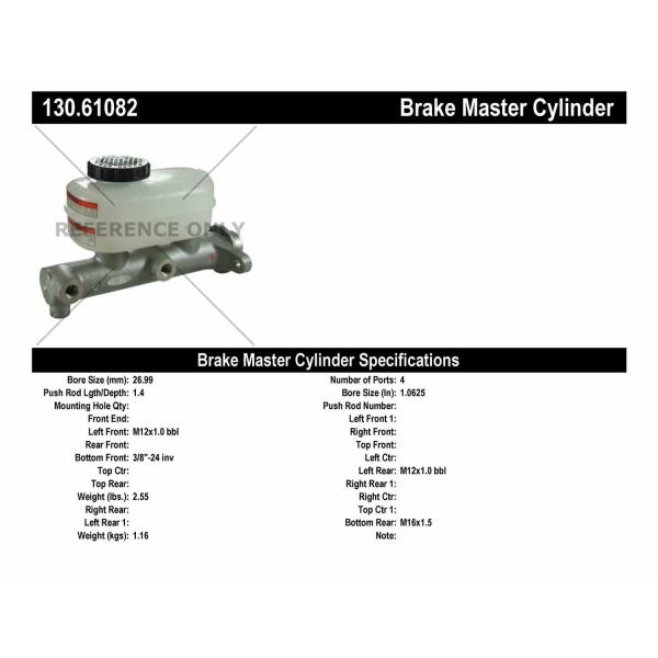 Centric Premium™ Brake Master Cylinder 130.61082