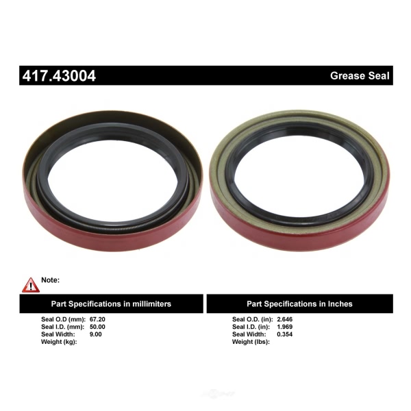 Centric Premium™ Front Inner Wheel Seal 417.43004