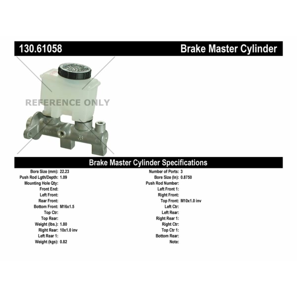 Centric Premium Brake Master Cylinder 130.61058