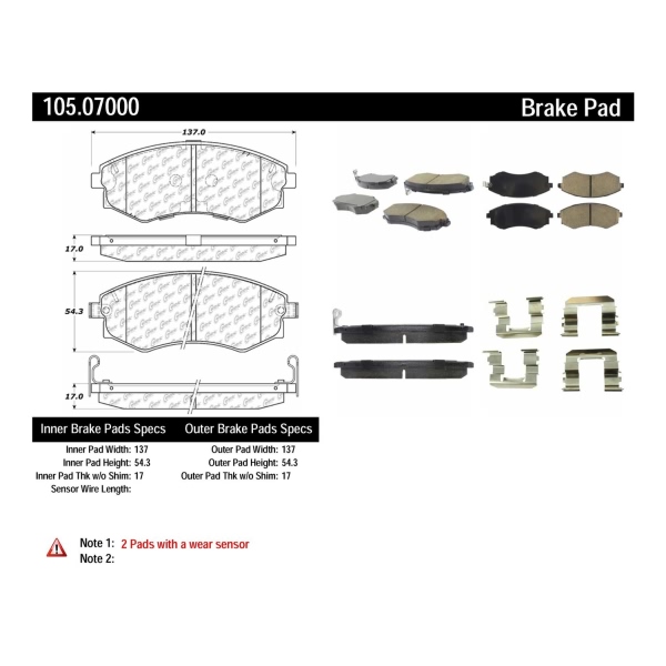 Centric Posi Quiet™ Ceramic Front Disc Brake Pads 105.07000