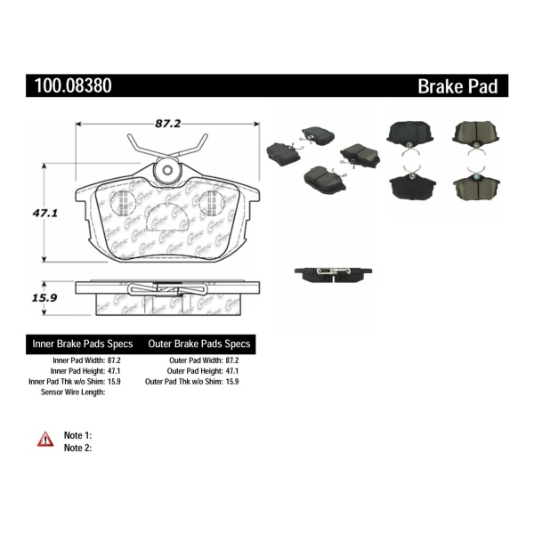 Centric Original Equipment Formula Brake Pads 100.08380