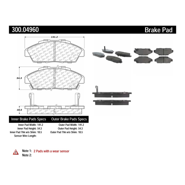 Centric Premium Semi-Metallic Front Disc Brake Pads 300.04960