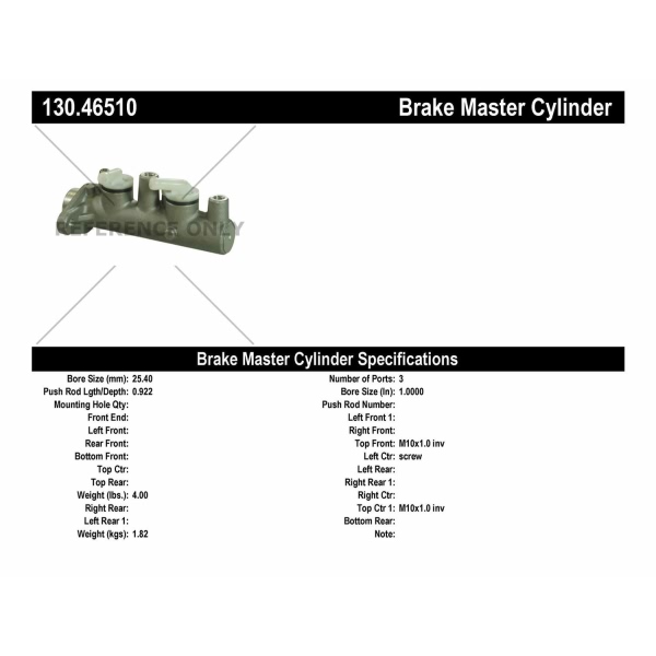 Centric Premium Brake Master Cylinder 130.46510